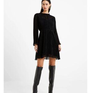 French Connection Womens Black Pleated Above Knee Shift Dress (NWT)